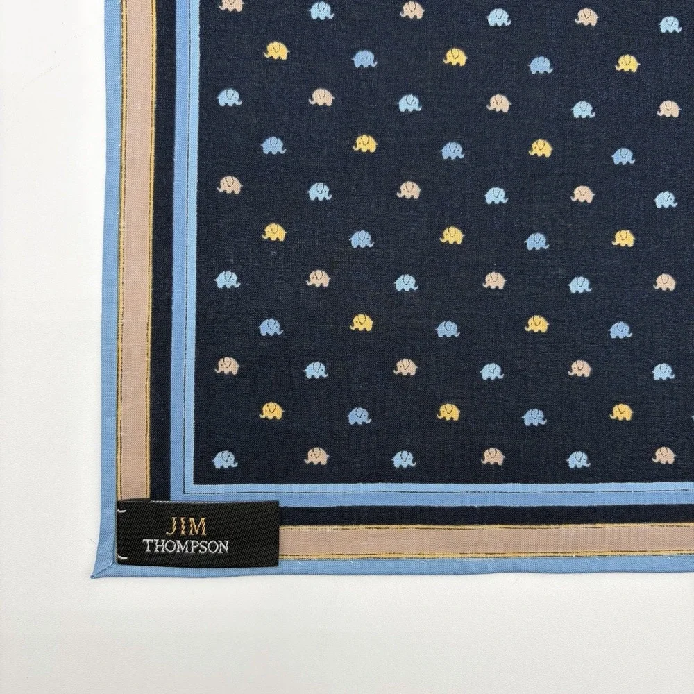 Jim Thompson 100% Cotton Elephant Handkerchief/Bandana Pocket Square